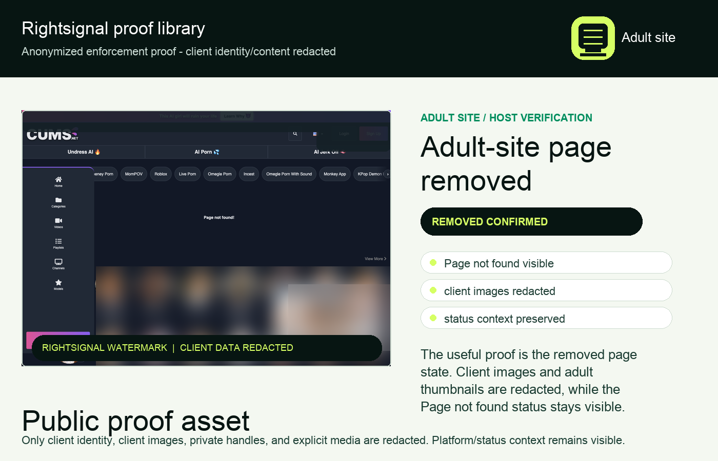 Anonymized adult-site removal evidence