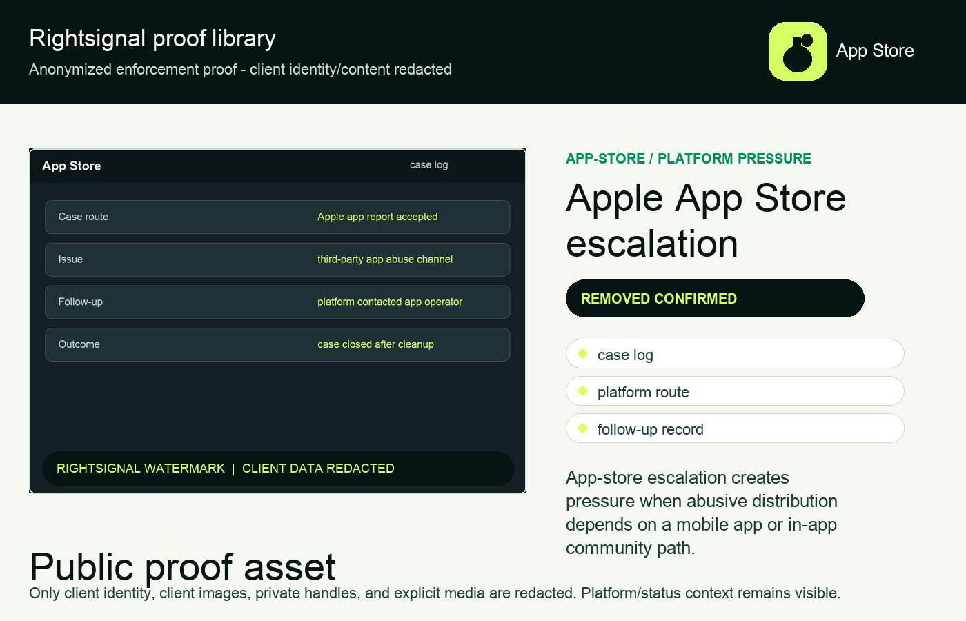 App Store and Google Play escalation for leak apps and abusive communities