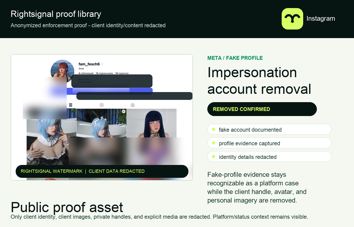 Instagram impersonation account report: separating copyright, identity, and scam evidence