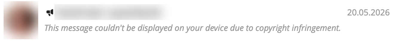 Anonymized Telegram copyright restriction verification